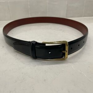 Men’s Coach Black Leather Belt with Brass Buckle — 34”